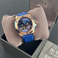 Orologio Uomo Bulova Marine Star Quadrante Blu-Cinturino Silicone Blu 98A227Automatico 45mm