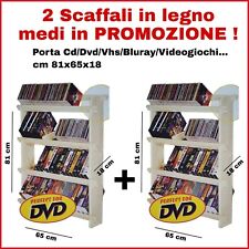 2 Scaffali in legno Porta Cd/Dvd/Vhs/ Videogiochi, in Promozione!! 81×65×18