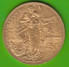 Moneta oro italia lire - italia, 50