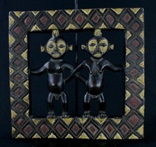 Art Africain - Cadeau - Tableau de Mariage Couple Yaka - Bois Sculpté - 31,5 Cms
