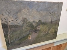 Antico paesaggio olio su tela