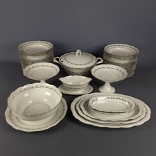 Servizio Piatti Porcellana Bavaria Bianco Argento Decorato Vintage Anni 60