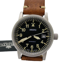 Aristo Uomo Orologio da Polso 38,5mm Vintage Pilota Automatico Acciaio Inox