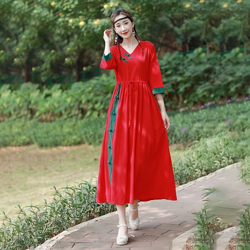 Abito maxi etnico donna - abito, con