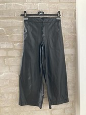 Pantaloni Gamba Larga Cropped Ecopelle CarlaG. Tg. 38 Nero Nuovo Con Cartellino
