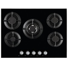 Piano Cottura a Gas 5 fuochi 90 cm Vetro nero Staylux Ghisa Vetroceramica Gas