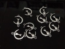 10pz ciondoli gatto luna in