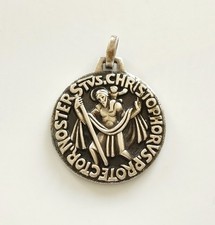 mamma stella antica grande medaglia San Cristoforo in metallo firmata PY