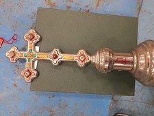 CROCE CON MICROMOSAICO CON SIMBOLI PACE E MARMI ANTICHI PRIMA META' 800.