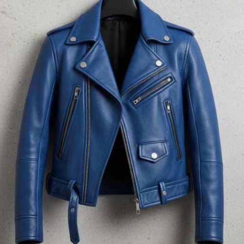 Giacca blu vera pelle - , uomo
