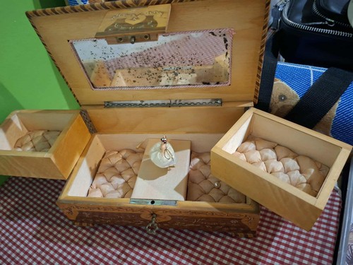 Antico portagioie intarsiato - portagioie,