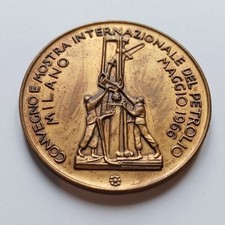 Vecchia Medaglia Italiana Mostra Petrolio 1966 Bronzo Milano Lotto Sc7 