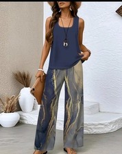 Completo Donna Pantalone E Canotta Tag.XL Femminile Elegante Sportivo 