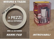 SET 2 PEZZI GUARNIZIONE 6 TAZZE PER CAFFETTIERA NANNI P&B ACCIAIO  INTROVABILE