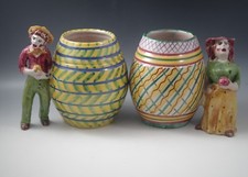 SET VASI FIGURATIVI VIETRI ICS ITALIA CERAMICA MAIOLICA ANNI 40 ARTE POPOLARE