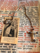 RARO LOTTO RELIQUIE ARGENTO STERLING Santa Teresa J. I.: dipinte a mano e croce madreperla!