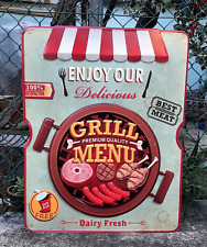 TARGA METALLO GRILL MENU BRACERIA INSEGNA PUB RISTORANTE TAVOLA CALDA 70 x 55