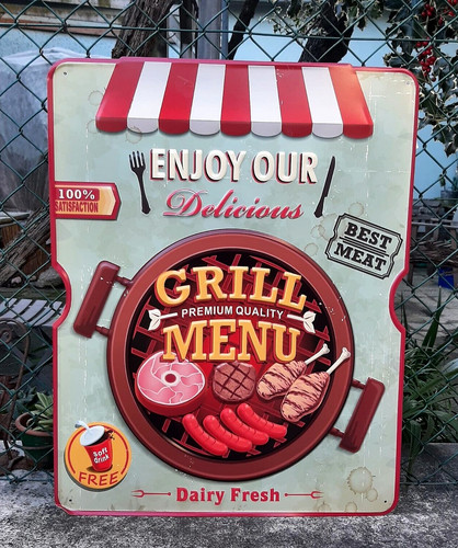 Targa metallo grill - grill, menu