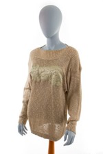 Pullover Vintage Originale Anni 80 90 Viscosa Schilf Tigre Gatto Boho M L