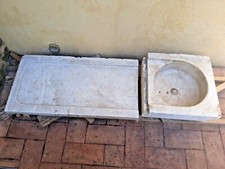 Antico lavandino in marmo bianco Carrara blocco unico gocciolatoio lavabo cucina