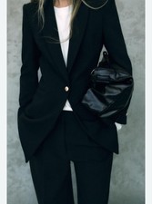 ZARA BLAZER LUNGO NERO CON