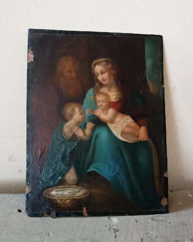 Antico dipinto rame - su, rame-sacra