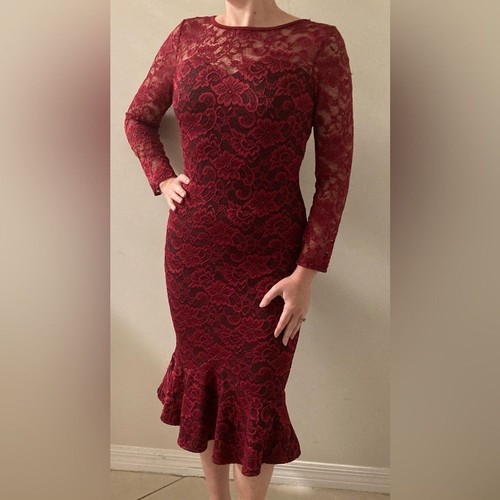 Abito tubino rosso pizzo