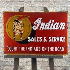 Insegna smaltata INDIANA 23,6x15,7" (60x40 cm) bellissima insegna grande conc...