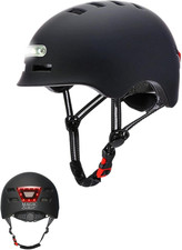 Casco Bici O Monopattino Elettrico Con Spia Rossa + Luce Frontale Bianca. Casco 