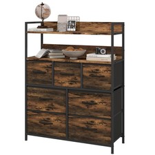 HOMCOM Mobile Cassettiera 7 Cassetti con 2 Ripiani Industriale Marrone e Nero