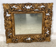 ANTICA SPECCHIERA CORNICE BAROCCA epoca 900 OLD SPECCHIO LEGNO DORATA FOGLIA ORO