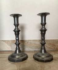 Coppia di Candelabri in peltro a portalume singolo