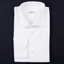 Zilli Camicia Abito Cotone Bianco con Contrasto Rosso Tripla Punto 15 (Eu 38) Nuova con etichette