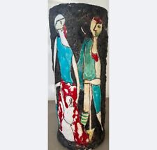 GRANDE VASO CERAMICA EFFETTO LAVA TECNICA SOPRARILIEVO FANTONI - ANNI 60/70