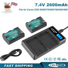 Confezione da 2 batterie LP-E6N LP-E6 e doppio caricatore per Canon EOS 90D 5DS 60D 6D II 70D 80D
