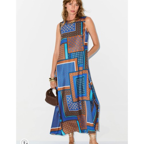 Abito misa blu patchwork - blu,