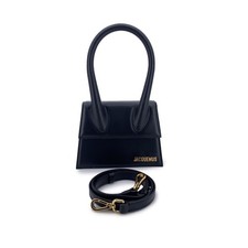 Autentica borsa Jacquemus in pelle nera Le Chiquito piccola strutturata con tracolla