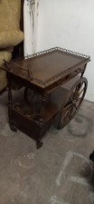 Carrello legno  luxury vintage anni 40 con portabottiglie e ruote a raggiera