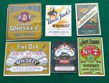 Lotto 6 etichette riproduzioni vintage originali Jack Daniel's Whiskey