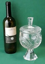 VECCHIO PORTA CARAMELLE CIOCCOLATINI IN VETRO CRISTALLO LAVORATO ANNI '70. GGG68