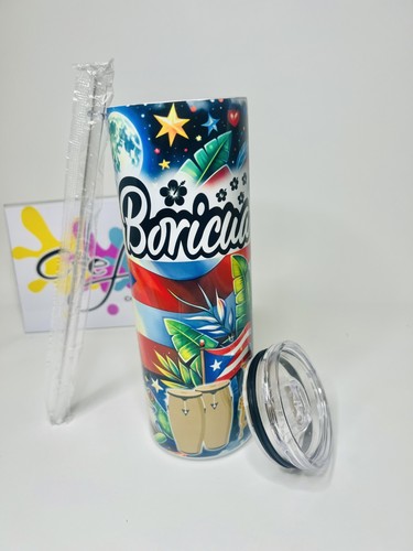 Vaso boricua con bandera - vaso, 20