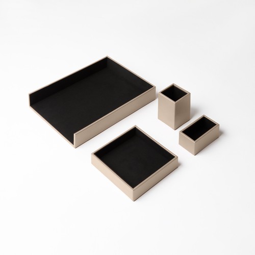 Set scrivania cuoio grigio - scrivania,