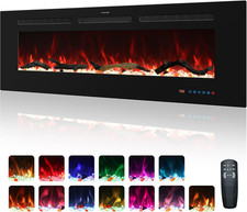 Camino Elettrico Da 107 Cm, Camino Da Incasso E Da Parete, Camino Lineare 750 W/