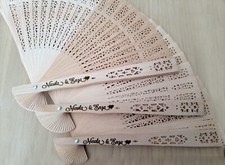 120 ventagli matrimonio in legno decorati personalizzati con nomi sposi
