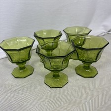 Calice acqua vintage Indipendenza ottagonale verde oliva piedi 4" set di 5