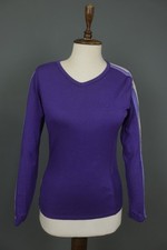 Maglia pullover scollo a V rompighiaccio Bodyfit 360 viola 100% lana merino taglia S