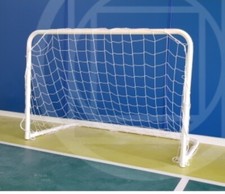 (04) COPPIA PORTE CALCIO RIDOTTO ACCIAIO VERNICIATO 150X110 + COPPIA DI RETI
