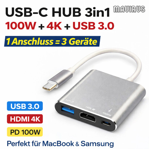 Hub usb 3in1 hdmi - 4k,