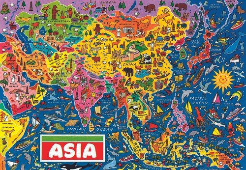 Mappa asia puzzle 500 pezzi - asia,