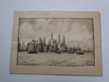 ANTICA ACQUAFORTE WPA REGIONALISMO AMERICANO NEW YORK VISTA PAESAGGIO VINTAGE OLD